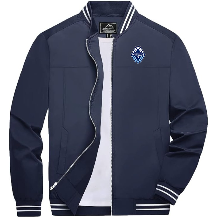 Men's Vancouver Whitecaps FC Lightweight Zip-Up Bomber Jacket  Ribbed Collar and Cuffs Outerwear